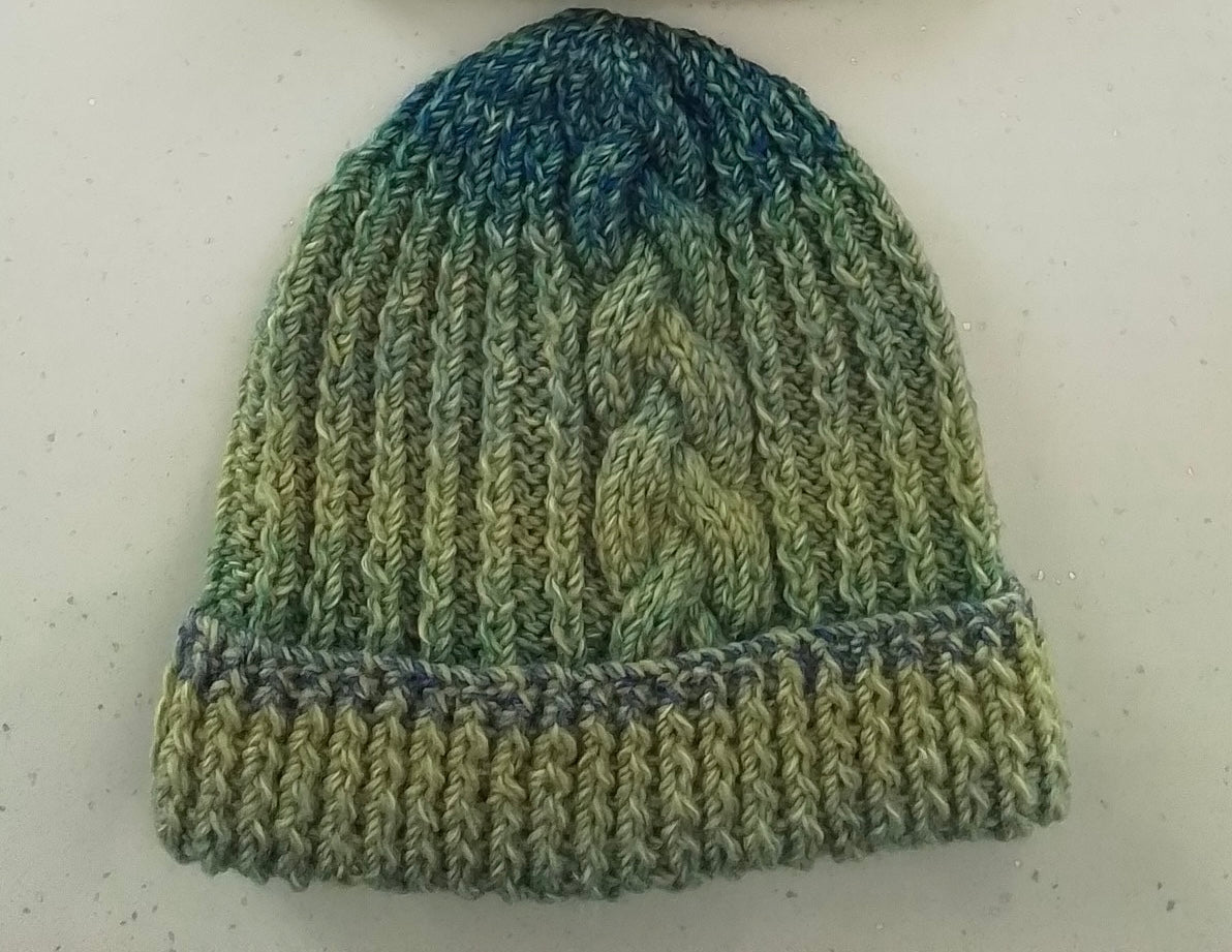 Hand-Knitted Hat – Green Multicolour