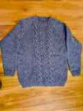 Hand-knit Aran sweater – navy speckles