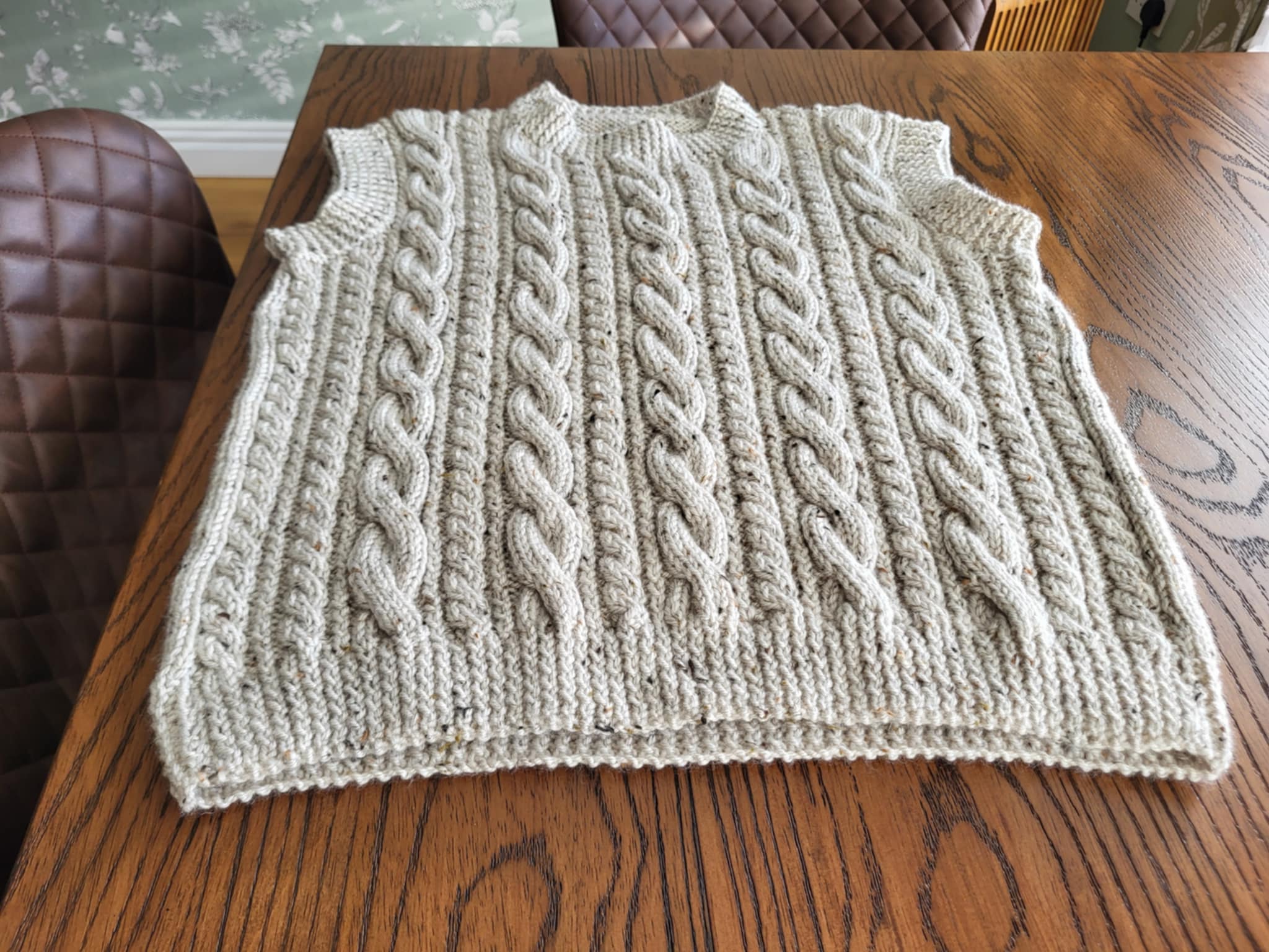 Ladies Aran Hand-knitted Tank Top
