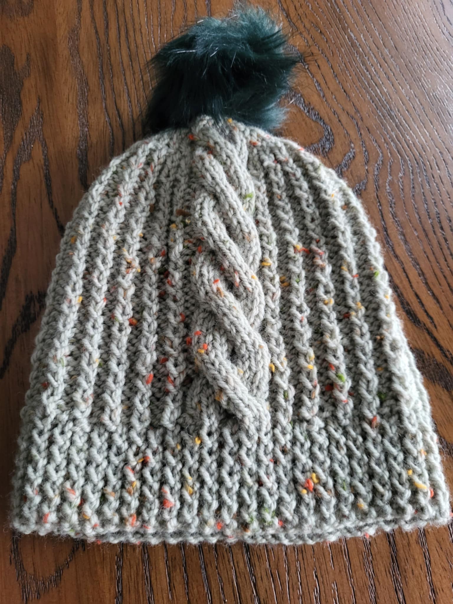 Hand-knitted Aran hat – speckled grey